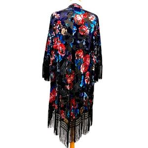 Torrid Burnout Velvet Fringe Kimono Duster